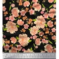 thumbnail image 1 of Soimoi Black Cotton Duck Fabric Leaves & Floral Print Fabric by The Yard 42 Inch Wide, 1 of 1