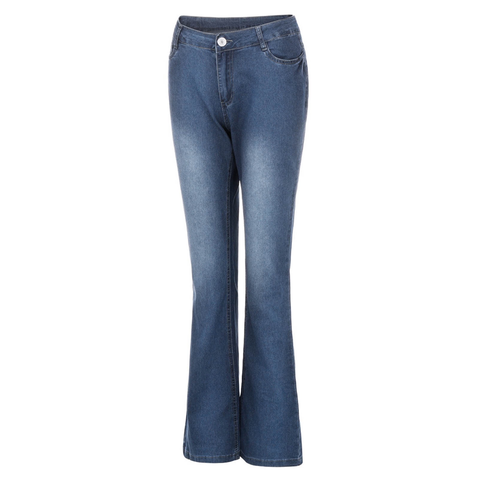 Otvok Womens Denim Jeans Embroidery Stretch Button Straight Full Length Pants