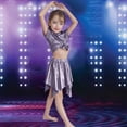 thumbnail image 2 of Staki Girls Dance Costume Girls Sequins Dance Outfits Halter Metallic Crop Top Camisole Skirt Clothes Kids Dance Skirt Set 3T,4T,5T,6Y,7Y,8Y,9Y,10Y(Purple,4-5 Years), 2 of 4