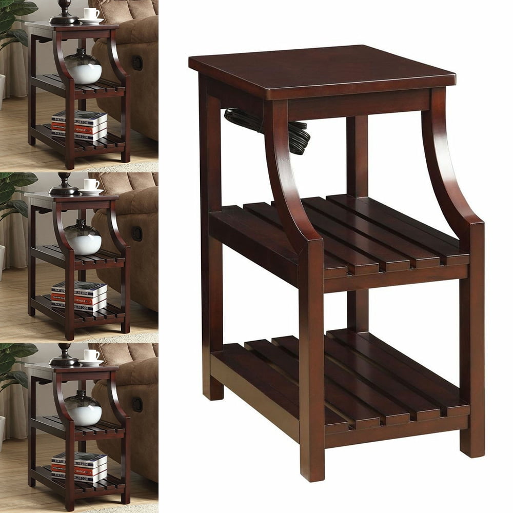 Gplesas Rectangle End Tables Small Spaces Portable Coffee Table Plant Stand Industrial Side 3