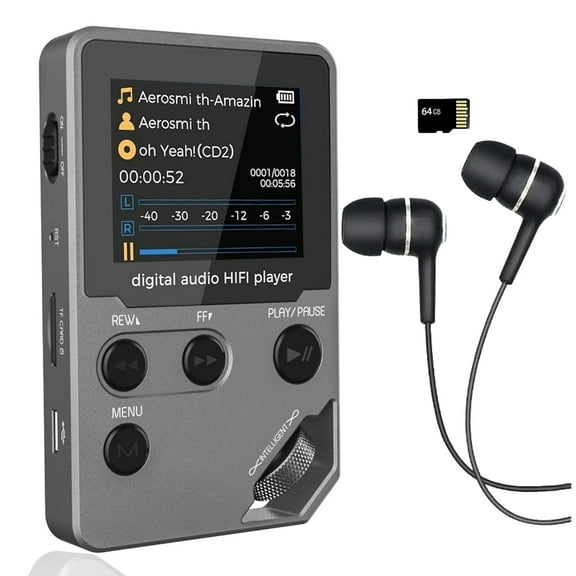 72GB Lossless MP3 Player,MP4 Music Player,Full Body Zinc Alloy,Professional Level Music Player with BT 5.0,Earphones,Photo/Video Play/FM Radio/Voice Recorder/E-Book Reader, HiFi Sound,Ideal for Sport