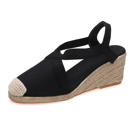 

Fall Winter Savings Clearance! Itsun Wedge Platform Sandals Women s Large Size Wedges Wrapped Shoes Casual Shoes High Heel Sandals Black