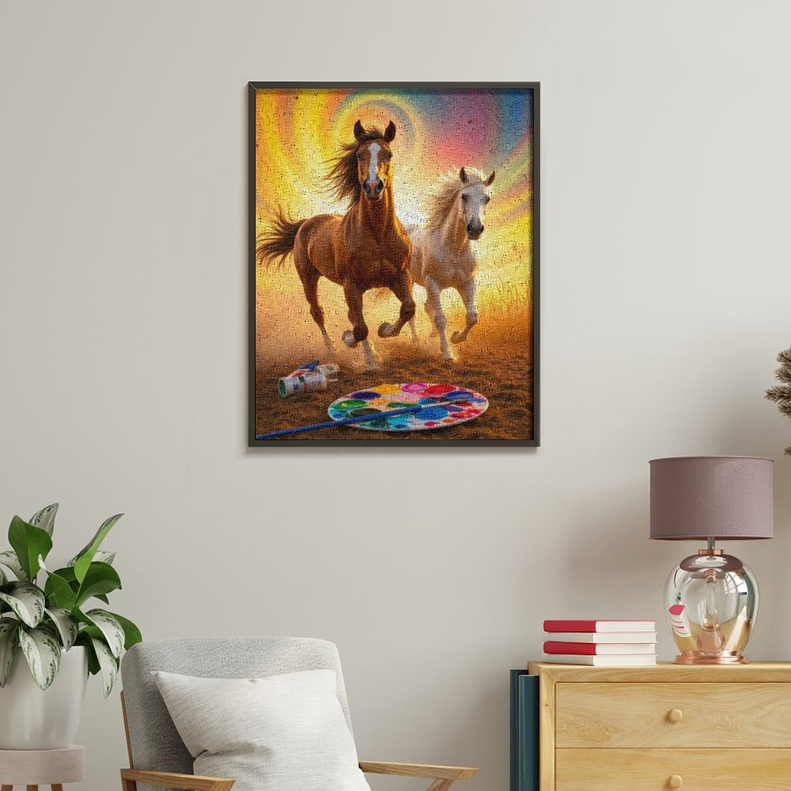Paint By Numbers Kit for Adults Beginner - DIY Horses Colorful Sunset Art Palette Canvas Painting Kits for Adults, Frameless Paint By Number for Adults for Home Wall Decor 16x20 Inch