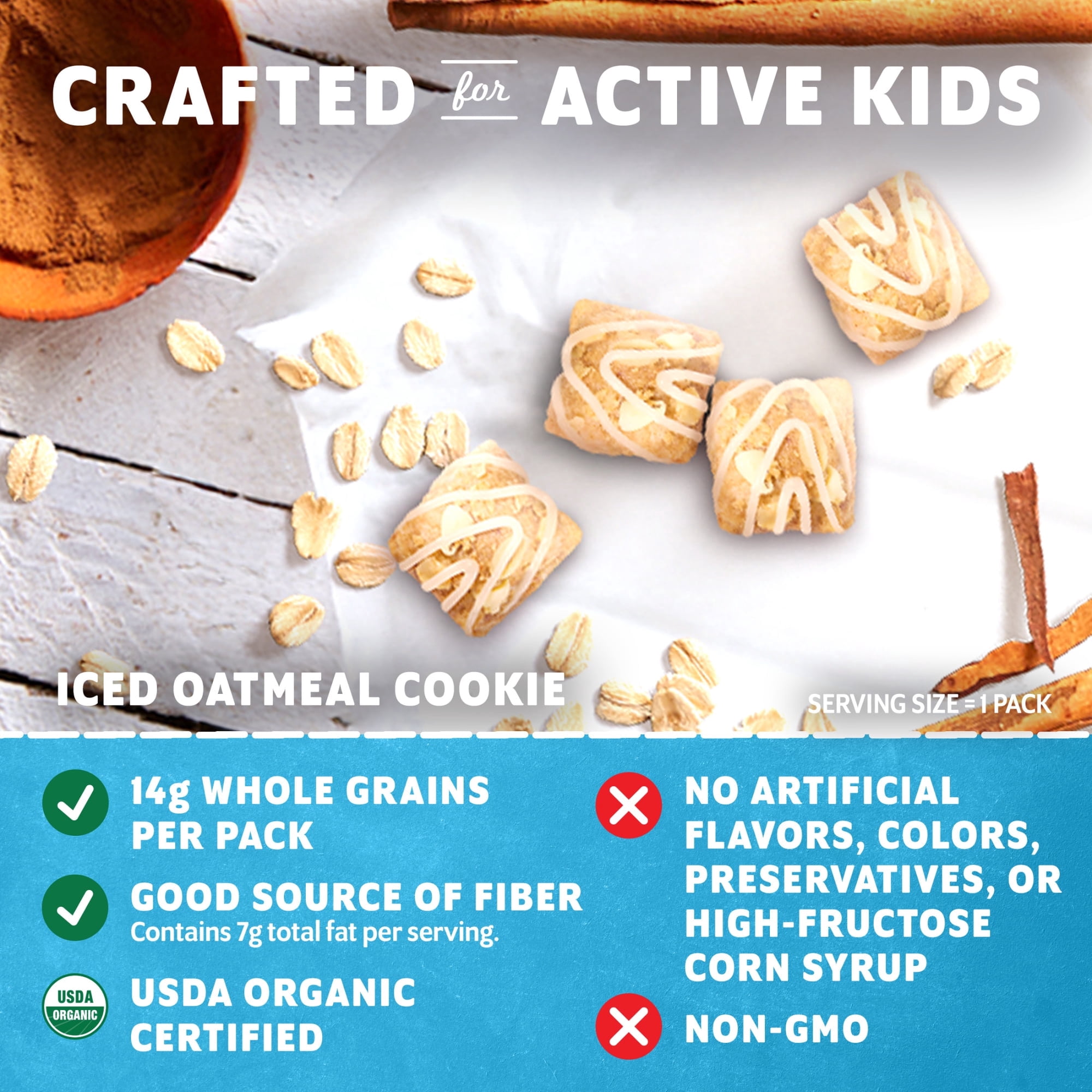 ZBAR Oat Bites Iced Oatmeal Cookie Baked Oat Energy Granola Bites, USDA Organic Snacks for Kids, 6 Count