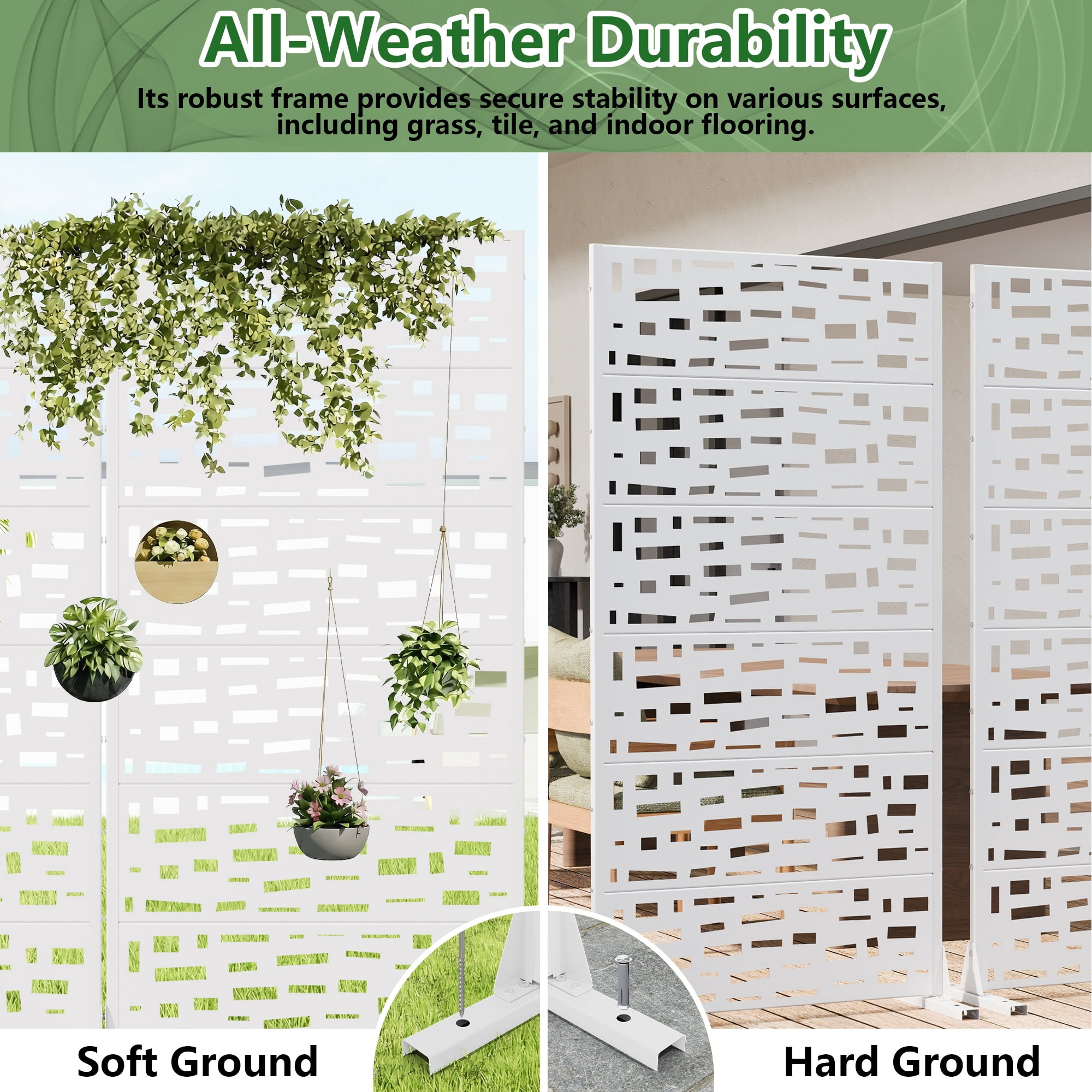 Privacy Metal Screen Fence Panel Horizontal Stripe Pattern