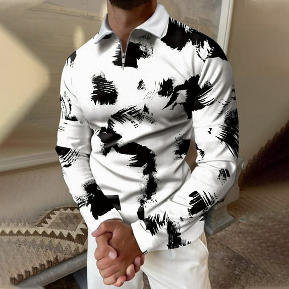 LEEy-world Long Sleeve Polo Shirts for Men Men Brief Breathable Top Shirt Comfy Solid Color Long Sleeve Fashion Loose Casual V Neck T Shirt Blouse White,XXL