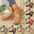 thumbnail image 3 of Modstep Closed Toe Summer Dressy Wedge Sandals for Women Hook and Loops Ankle Strap Slides Arch Support Hollow Out Walking Shoes Purple 9.5, 3 of 5