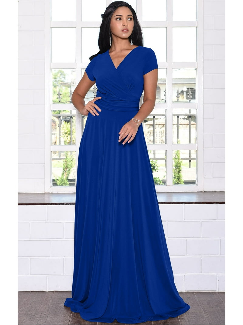 cobalt blue summer dresses Fashion Summer Off Shoulder Denim Dress With Bell Sleeve – EDITE MODE main image 0
