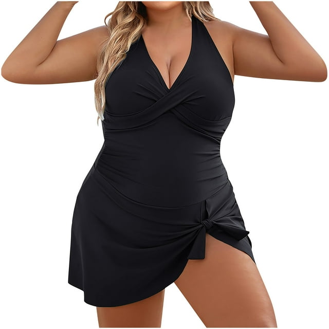 Maillots de Bain pour Femmes Grande Taille, Robe de Bain Ample pour Femmes Maillot de Bain une Pièce Maillots de Bain Modestes Dos Croisé Maillots de Bain TG-4TG Maillots de Bain pour Femmes