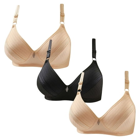 Gnurob Womens Plus Size Bralettes With Support  3 Pack No Underwire Padded Bra Lace Push Up Brassiere Comfort Breathable Bras Hide Back Fat Bralette for Women Clearance Saving A01-Beige XX-Large