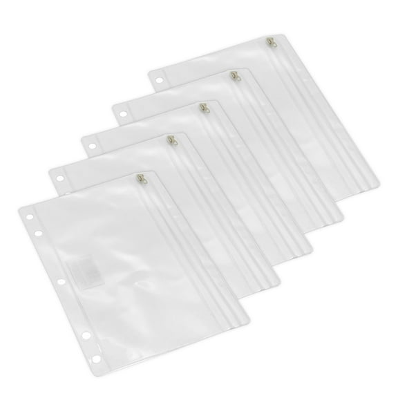 Charles Leonard 2-Pocket Pencil Pouch, Clear, 10" x 7", Pack of 5