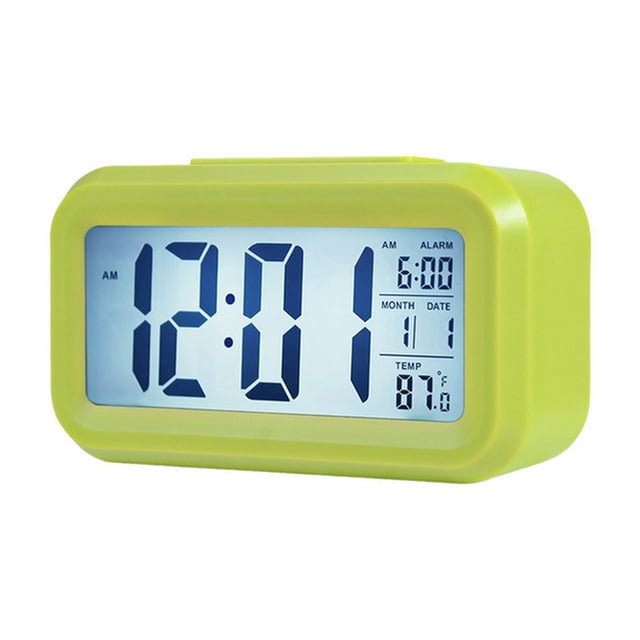 Smart Digital Alarm Clock With Date And Temperature Snooze Button On Battery Operated Rectangle Desk Clock With Night Light For Bedroom Kids Children Girls Boys