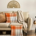 thumbnail image 2 of Set of 2 Fall Pillow Covers Autumn Decorative Throw Pillow Cases 18x18 Inch Orange Plaids Cushion Covers Faux Linen,Farmhouse,Thanksgiving,Home Décor, 2 of 6