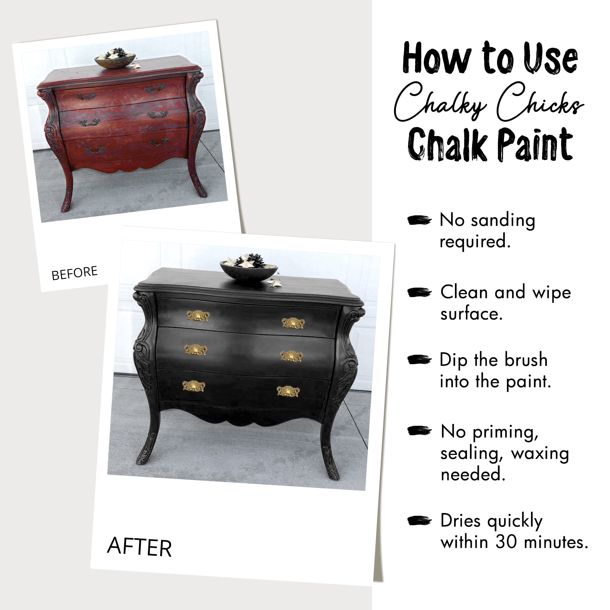 Chalky Chicks 16 Fl Oz Matte Alaskan Brown Bear Chalk Paint for Furniture Without Sanding - No Prep Furniture Paint No Sanding All in One for Crafts, Wood, Cabinet, Walls, Metal, Dresser, Farmhouse