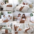 thumbnail image 5 of 3 Piece Black Striped Geometric Duvet Cover Set California King,Microfiber Comforter/Quilt Cover with Corner Ties and 2 Pillowcases,Modern Boho Brown Rustic All Season Bedding with Zipper Closure, 5 of 8