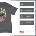 thumbnail image 4 of Tee Hunt Dean Russo Sugar Skull T-Shirt Day of The Dead Neon Calaver Men's Tee, Charcoal, 4X-Large, 4 of 5