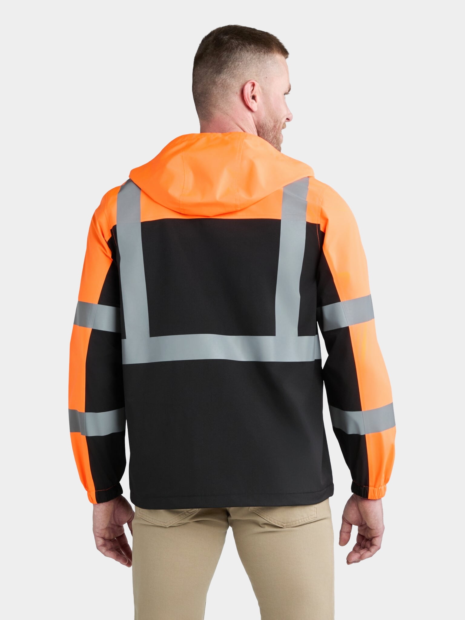 Bass Creek Outfitters Men's Class 3 Hi Vis Bonded Rain Jacket with Reflective Taping, Sizes M-2XL