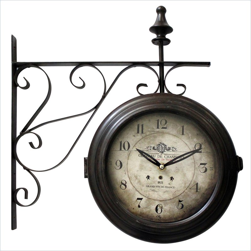 YOSEMITE HOME DECOR CLKA1B359 Double Sided Iron Wall Clock with Black