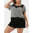 thumbnail image 5 of Agnes Orinda Women's Plus Size Lace Insert Short Sleeves Round Neck T-shirts, 5 of 6
