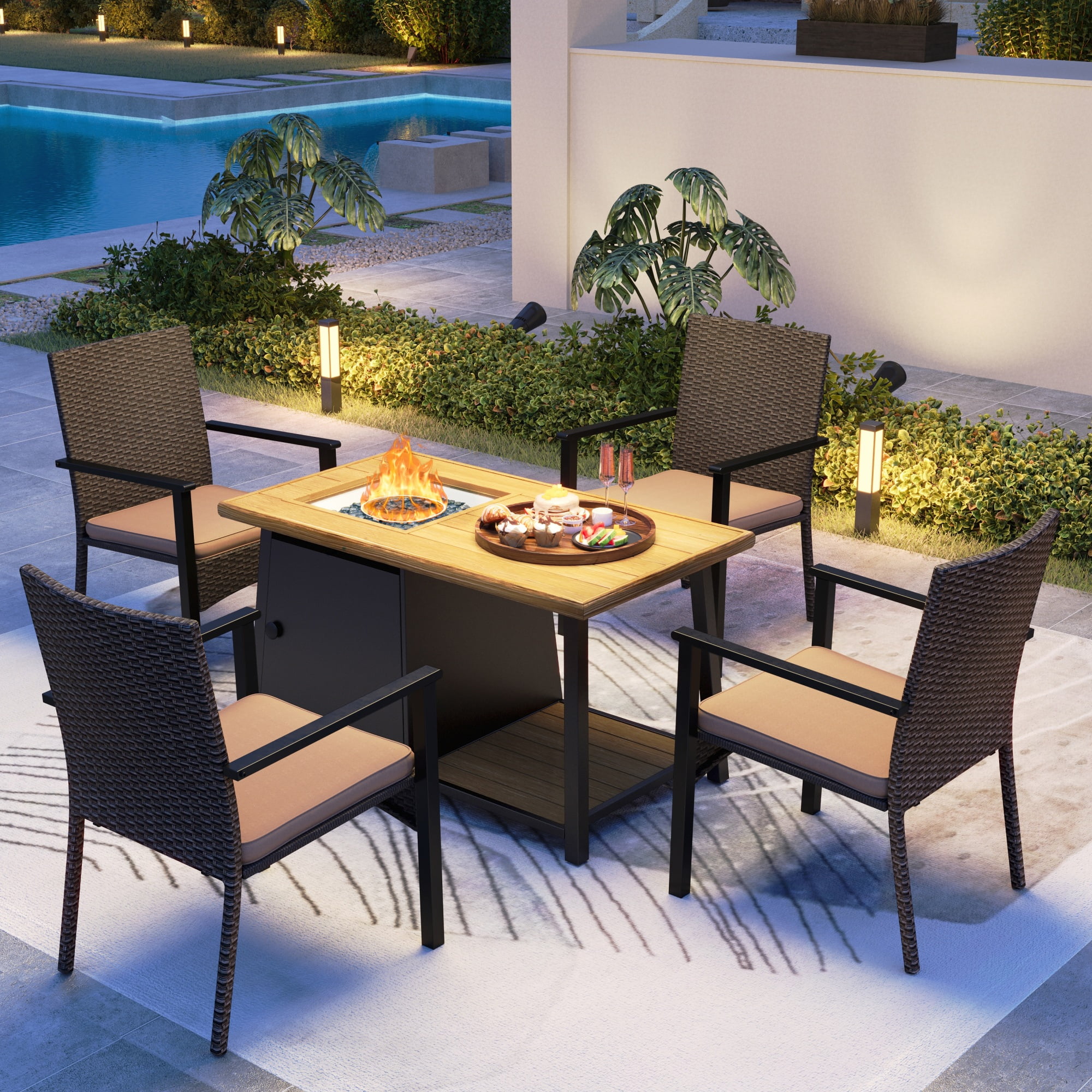 Better homes & gardens sandcrest seagrass outdoor wicker 4 piece conversation set with adjustable table hotsell