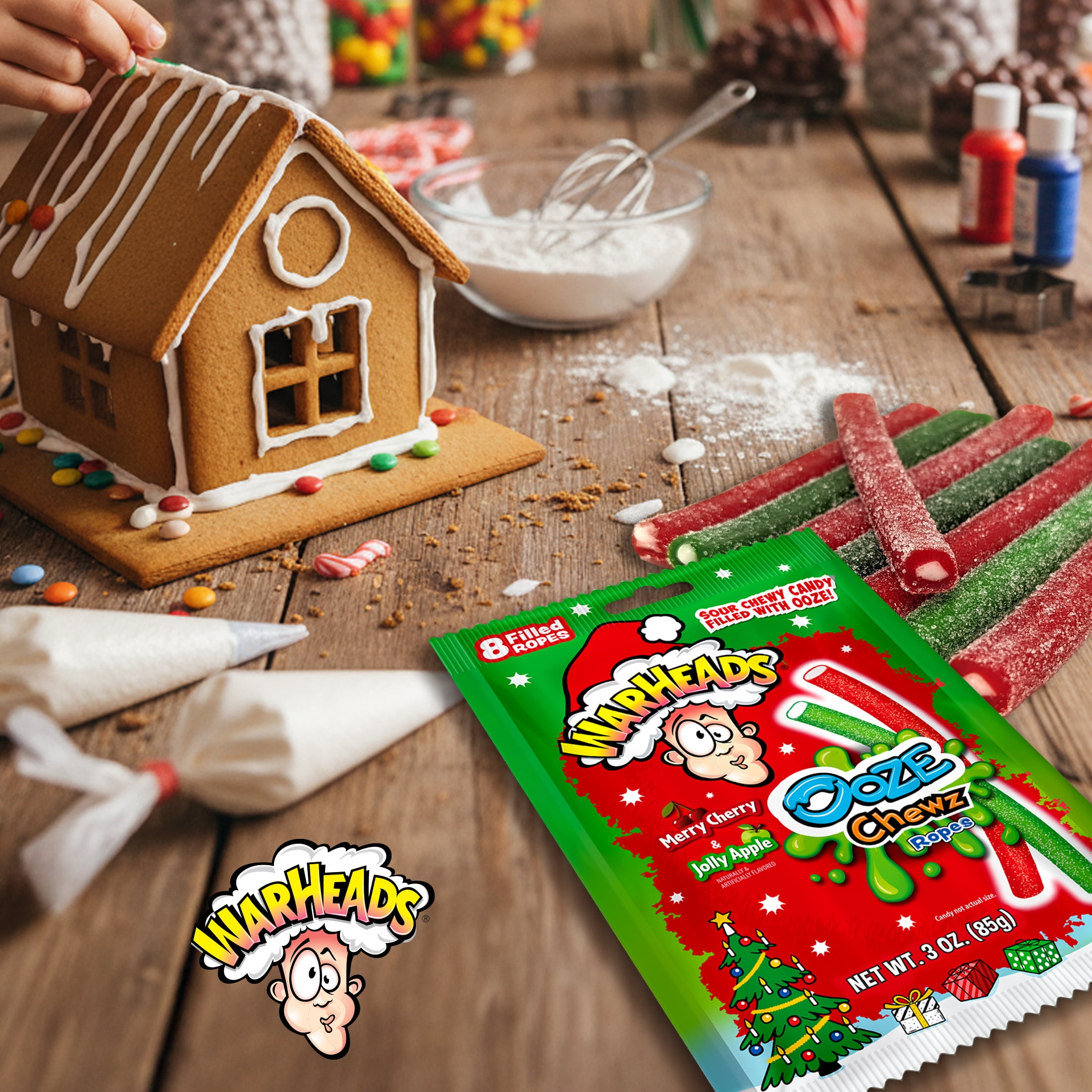 Warheads Ooze Chewz Holiday Candy Ropes, 3 oz for Breakroom