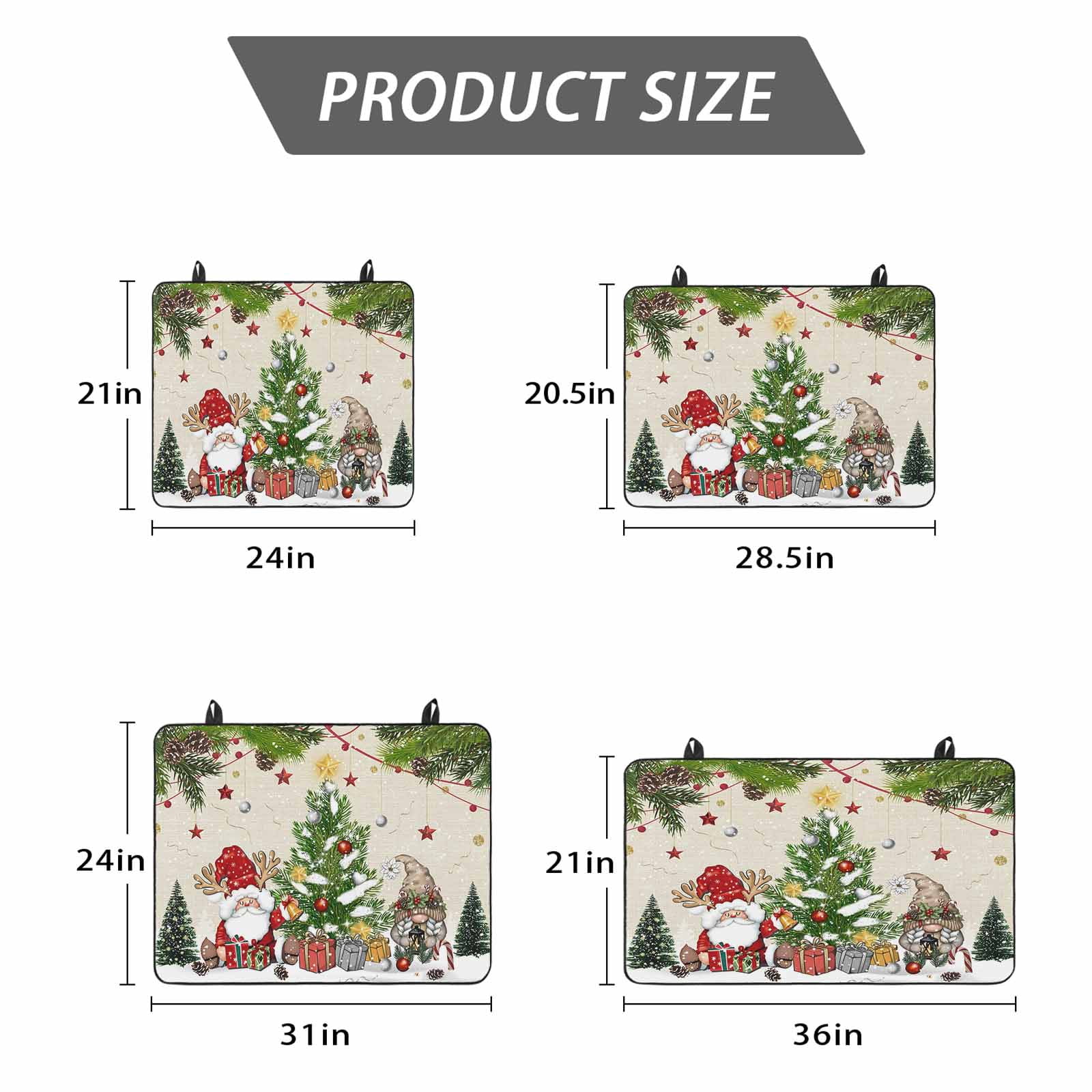 Beige Christmas Stove Top Cover for Electric Stove, Heat-proof & Non Slip Glass Top Stove Cover Protector, Gnomes Xmas Tree Snowflake Winter Gifts Rustic Kitchen Flat Cooktop Rubber Mat 24x21 Inches