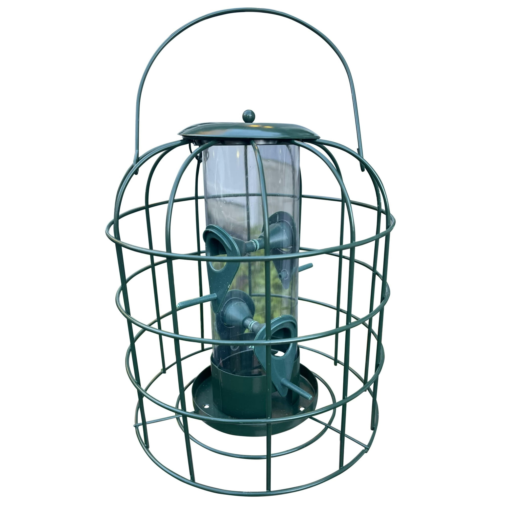 Garden Guru Squirrel Proof Bird Feeder – Outdoor Caged Tube Hanging Bird Feeder with 4 Perches for Small Wild Birds – Premium Coated Steel & Metal Seed Guard - Chew Proof, Weather Resistant