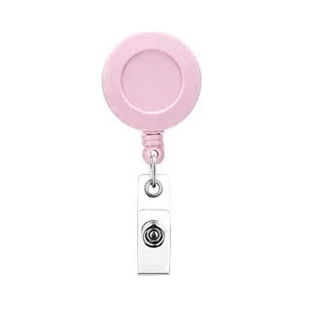 Pinza de cocodrilo retráctil giratoria de plástico ABS de color, fácil de tirar, de alto rebote, con tira de cuero transparente y hebilla de identificación