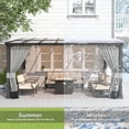 thumbnail image 6 of Gotland 10' × 24' Hardtop Gazebo for Patio,Wall-Mounted Lean to Gazebo Pergola with Sloping Roof and Durable Aluminum Frame,Large Heavy Duty Awnings for Decks,Backyard,Gray, 6 of 8