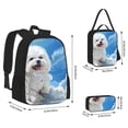 thumbnail image 2 of Easygdp Cute Cloud Bichon Frise Mochila para Niños y Niñas con Set de Caja de Almuerzo y Estuche para Lápices 3 en 1, Mochila Escolar Estampada para Adolescentes, 2 of 7
