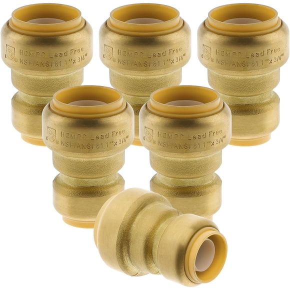 Push Fit PEX Fittings Straight Coupling 3/4"x1, Push-to-Connect Copper, CPVC, No Lead Brass Plumbing Fittings 6PCS 3/4"x1")