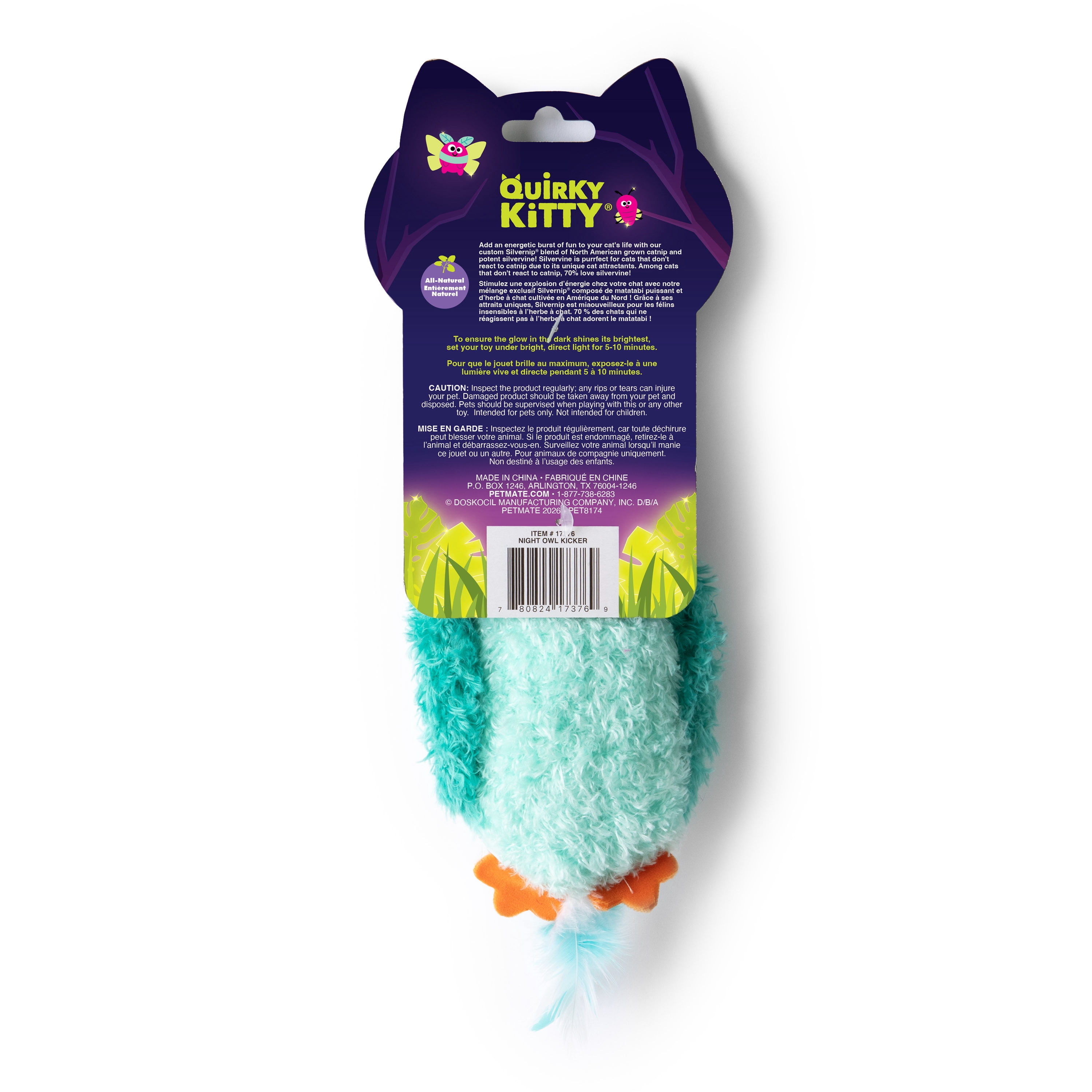 Quirky Kitty Glowing Forest Glow in the Dark Night Owl Kicker Cat Toy