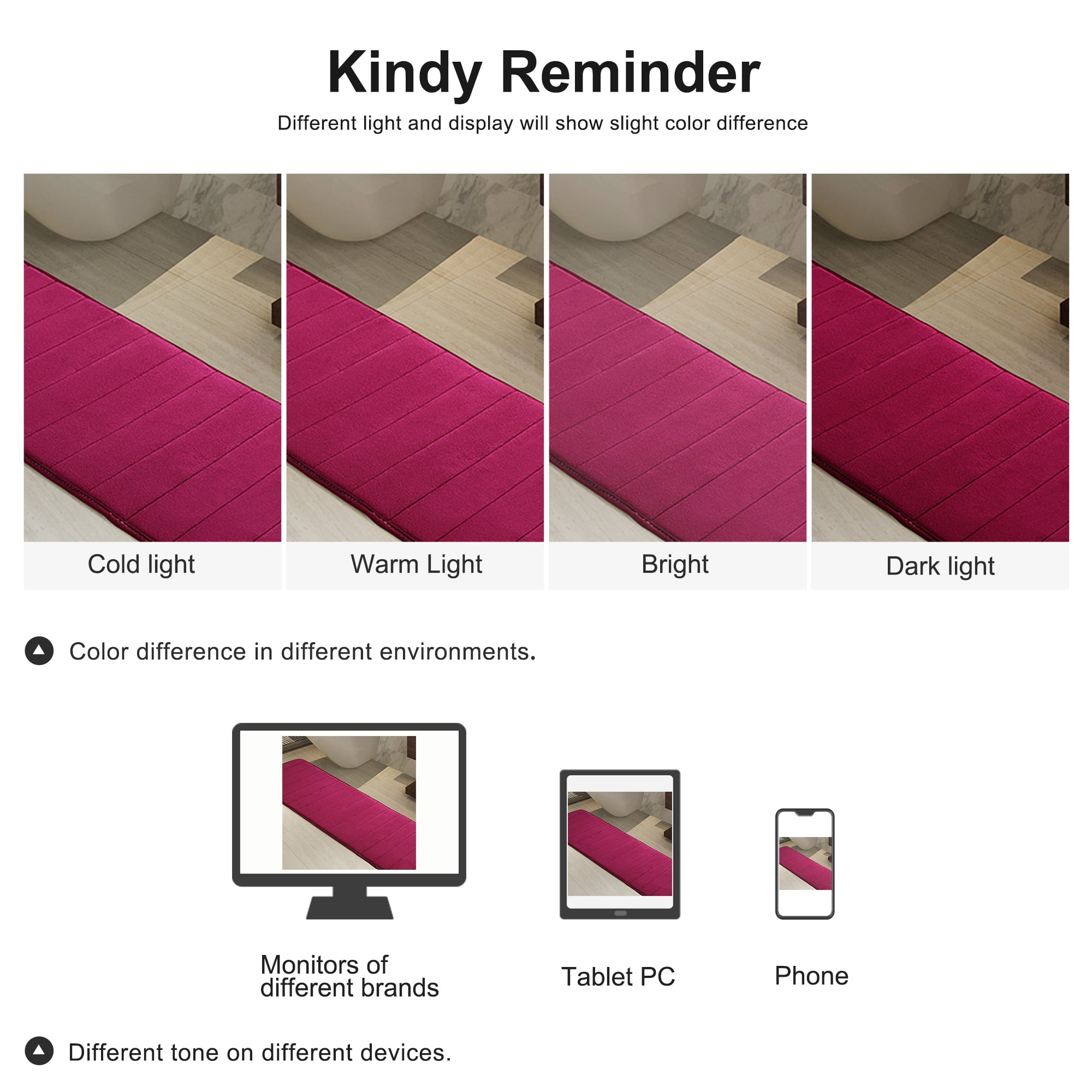 Unique Bargains Anti-slip Memory Foam Bath Floor Mat Area Runner Rug Burgundy 24"x63"