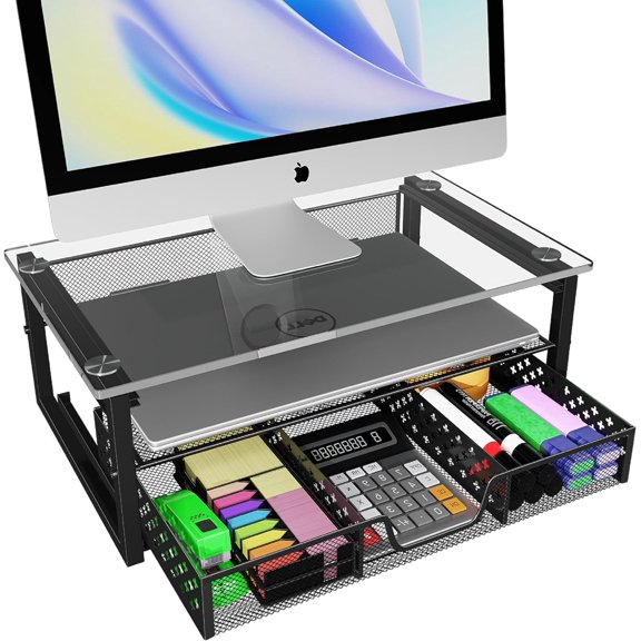 Kokiya Monitor Stand Riser Computer Heightened Shelf Desktop Organizer ...