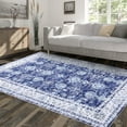 thumbnail image 6 of Haperlare Washable Boho Rugs Bohemian Rugs Floral Distressed Area Rug Bedroom Large Rug Living Room Dining Room Oriental Carpet, 9' x 12' Navy Blue, 6 of 7