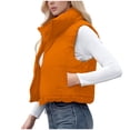 thumbnail image 5 of Women's Winter Cropped Puffer Vests Lightweight Sleeveless Warm Outerwear Padded Gilet Jackets with Pocket New Womens Outerwear Jacket Orange XXL, 5 of 8