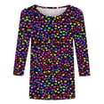 thumbnail image 4 of Ruimatai Women's Casual Printed Three-Quarter Sleeve T-Shirt Loose Fit Round Neck Blouse Top For Comfortable Everyday Wear, 4 of 5