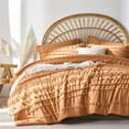 thumbnail image 3 of Davulos Tufted Comforter Set Queen Size,Orange Bed in a Bag 7 Pieces Shabby Chic Boho Bedding Sets with 1 Comforter,2 PillowShams,2 Pillowcases,1 Flat Sheet,1 Fitted Sheet, 3 of 8