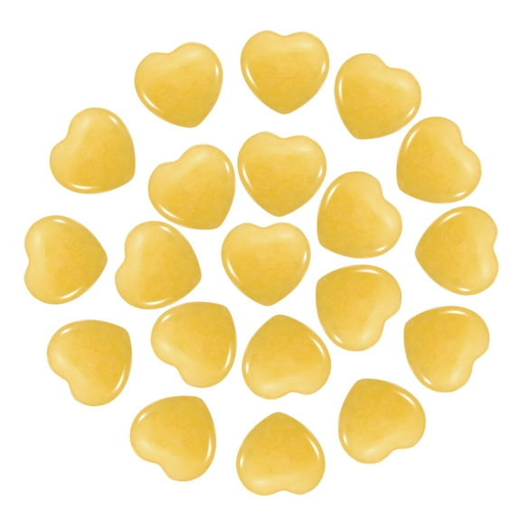 Uxcell 20 Pcs Natural Heart Shaped Crystal Stone, 0.8 Inch Mini Polished Love Gemstone Crystal, Pocket Rock Engraved Worry Stones for Women Gifts Meditation, Light Yellow