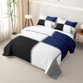 thumbnail image 3 of Erosebridal Geometric Grids Quilt Full,Navy Solid Blocks Full Bedspread Sets For Boys,3pcs, 3 of 7