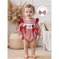 thumbnail image 6 of Miaouyo Infant Baby Girl Fall Romper 0 3 6 12 18 Months Bows Animal Rugby Embroidered Plaid Crew Neck Long Sleeve Romper and Bow Headband, 6 of 9