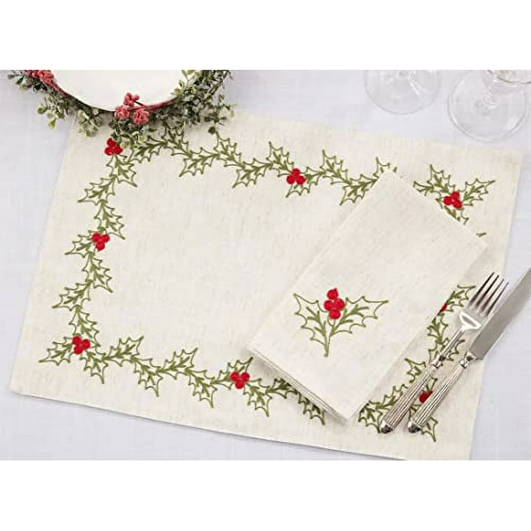 Natural Linen Napkins, Cloth Dinner Napkins for Christmas Table