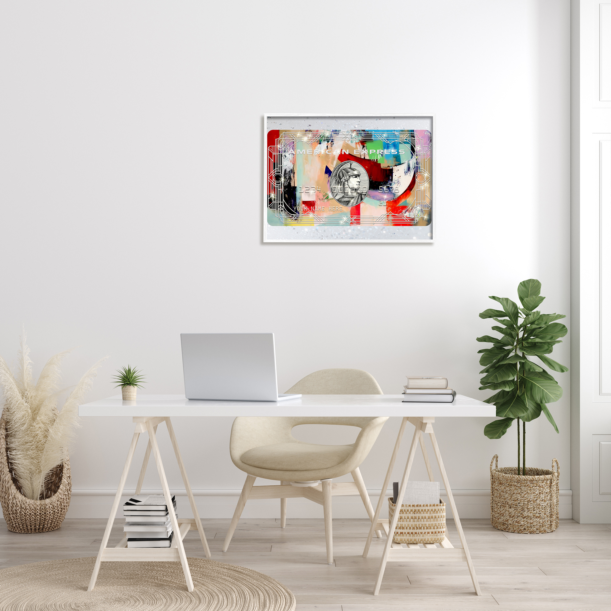 Stupell Industries Glam Credit Card Abstract Painting White Framed Art Print Wall Art, 30 x 24