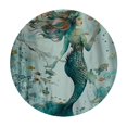 thumbnail image 4 of Orinice Mermaid Fish Seaweed Round Table Cover Stain Resistant Washable Indoor Outdoor Tablecloth Kitchen Dining Wedding Parties Outdoor Fitted 100% Polyester Fiber 31-35, 4 of 8