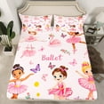 thumbnail image 2 of Manfei Cute Ballet Girl Twin Sheet Sets 3pcs for Child, Dance Princess Twin Fitted Sheet, Pink Butterfly Flat Sheet, Super Cozy Bedroom Decor, 2 of 7