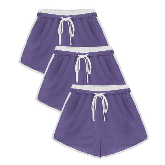 Timegard 3pc Shorts for Women Elastic Waist Comfy Casual Workout Running Shorts Summer Loungewear