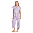 thumbnail image 4 of Casual Nights Women's Short Sleeve Embroidered Floral Capri Pajama Set, 4 of 5