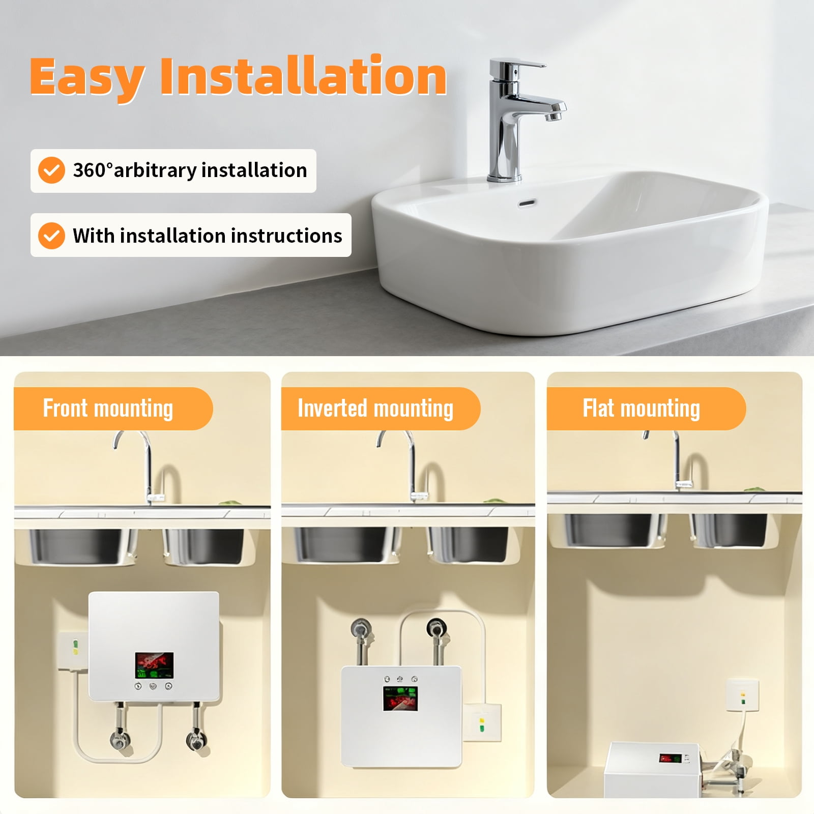 Electric Tankless Water Heater, 4500W Constant Temperature Instant Hot Water Heater with Remote Control Digital Display On Demand Hot Water Heater