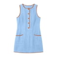 thumbnail image 4 of Bxsruta Womens Summer Dress Casual Sleeveless Sundress Button Front Mini Tunic Dresses with Pockets, 4 of 7