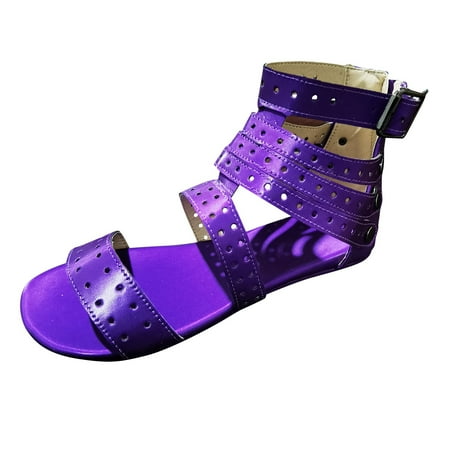 

Pgeraug womens slippers Fashion Women s Casual Shoes Breathable Flats Lace-up Outdoor Leisure Sandals mens slippers Purple 42